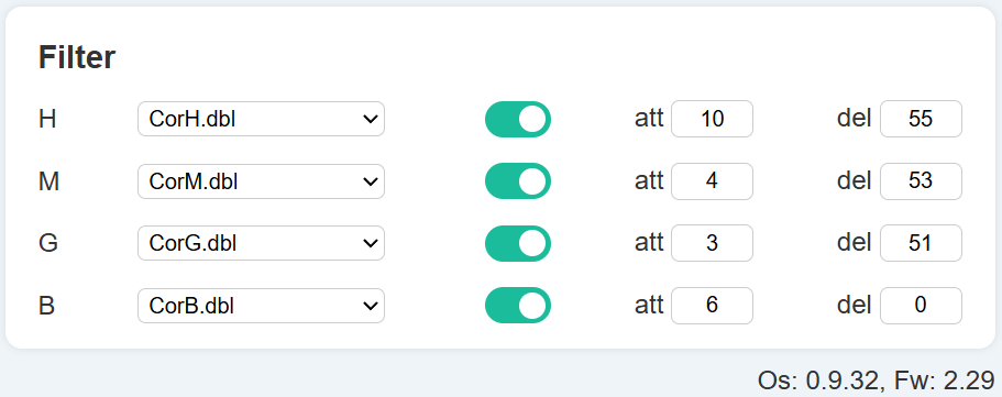 Developer: Bereich Filter inkl. Os/Fw