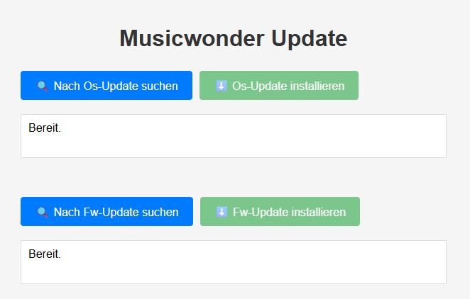 Update-Oberfläche mit OS- und Firmware-Update